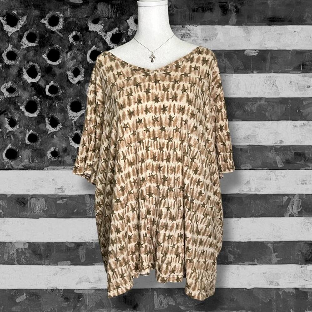Rusty toned brown coffee stars short sleeve shirt